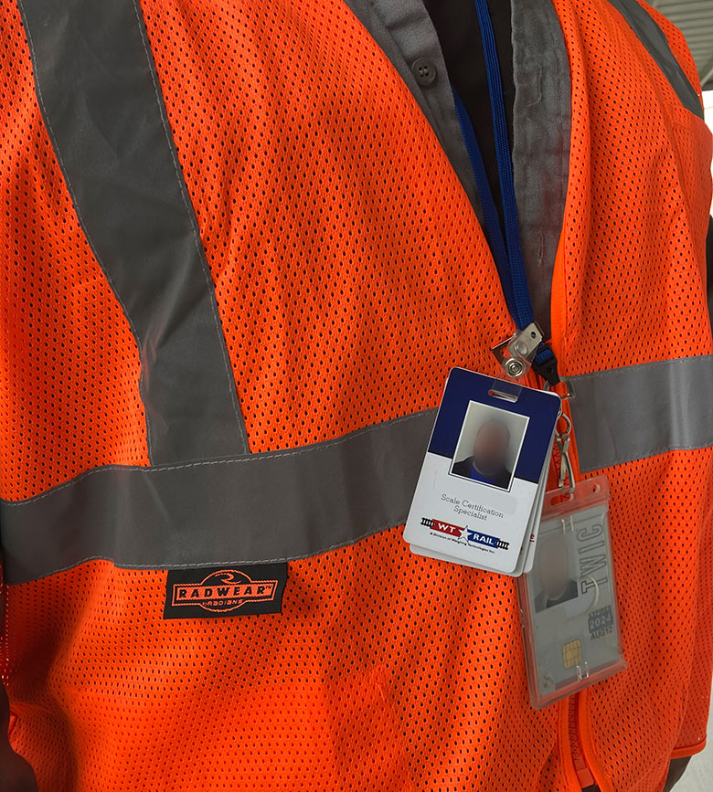 Photo Badges on Employee. WT Rail - Railroad Scale Testing, Calibration and Certification